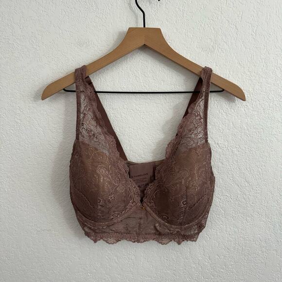 ThirdLove Longline Lace Plunge V-Neck Underwire Bra Twilight Purple Mauve 38D - Picture 3 of 10